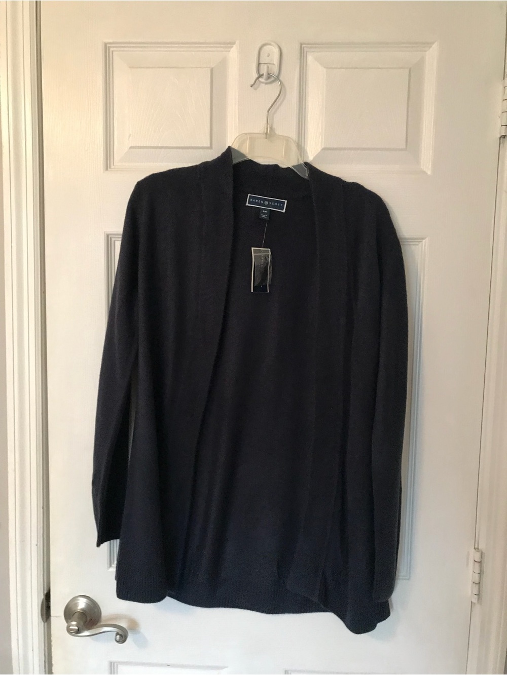 Karen Scott Navy Open-Front Women's Cardigan